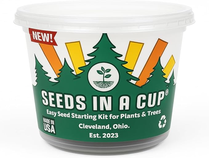 Seeds In A Cup® Olive Tree Grow Kit – Easy Seed Starter for Indoor & Outdoor Planting | Grow Real Olive Tree from Seed | Gardening Gift for Kids & Adults