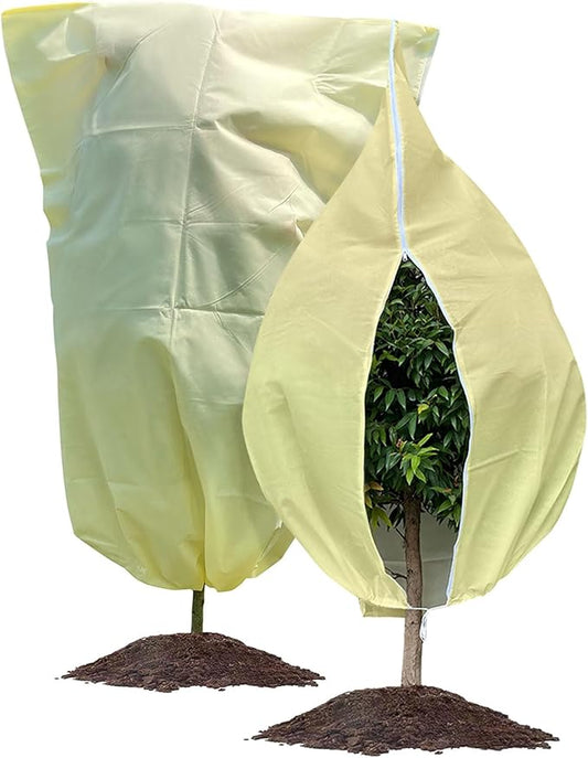 Plant Covers Freeze Protection Large, 2 Packs 60''W x 70''H Shrub Covers with Zipper and Drawstring, Frost Cloth for Winter, Outdoor Plant Blankets for Cold Weather