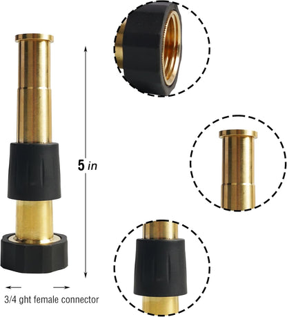 Hourleey 2 Pcs 5" Heavy Duty Brass Nozzles, Brass Jet Sweeper Garden Hose Nozzle, 3/4" GHT Nozzles for Garden Watering, Car and Pet Washing