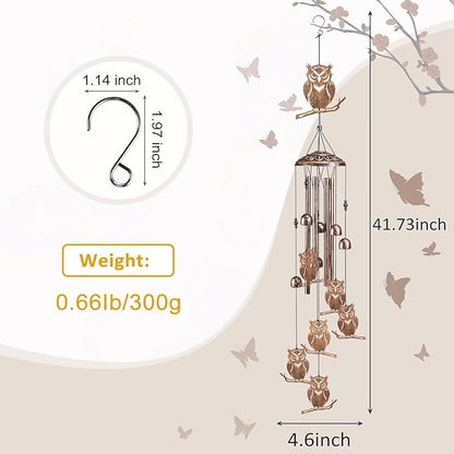 Owl Wind Chimes for Outside,Gardening Gifts for owl Lover，Women，Men，Mom，Birthday Party Decorations,Memorial Gifts,Wind Chimes Outdoors，Indoors,Room,Home,Wall,Garden,Patio,Yard Decor