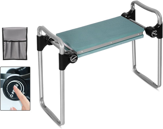 LUCKYERMORE Upgraded Garden Kneeler and Seat, Gardening Stool Kneeling Bench for Gardening with Tool Pouch, Wider&Softer EVA Kneeling Pad, Gardening Gifts for Parents Seniors, Lightweight & Heavy Duty