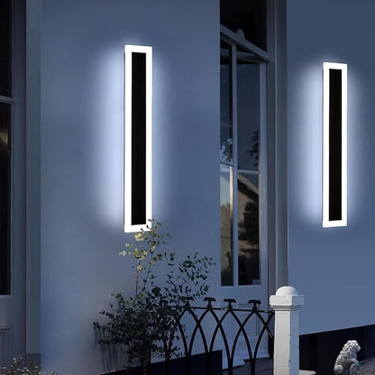 Upgrade Widened 2 Pack 31.4inch Modern Outdoor Wall Sconce, 3 Color 3000K/4500K/6000K, 31W, IP65 Waterproof Long Wall Lights, Minimalist Linear Wall Lamps Lighting for Balcony, Patio, Porch, Garage