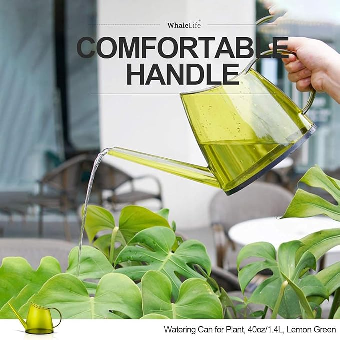 WhaleLife Indoor Watering Can for House Bonsai Plants (1.4L, Green Lemon)