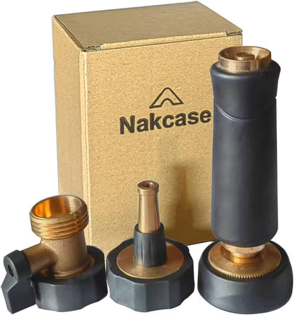 Brass Hose Nozzle, Adjustable Twist hose Sprayer, High Pressure Hose Nozzle with On-Off Valve, Leakproof Operation 3/4" Connector, Jet Sweeper Nozzle for Patio and Pet, Car Washing, 3 Pack