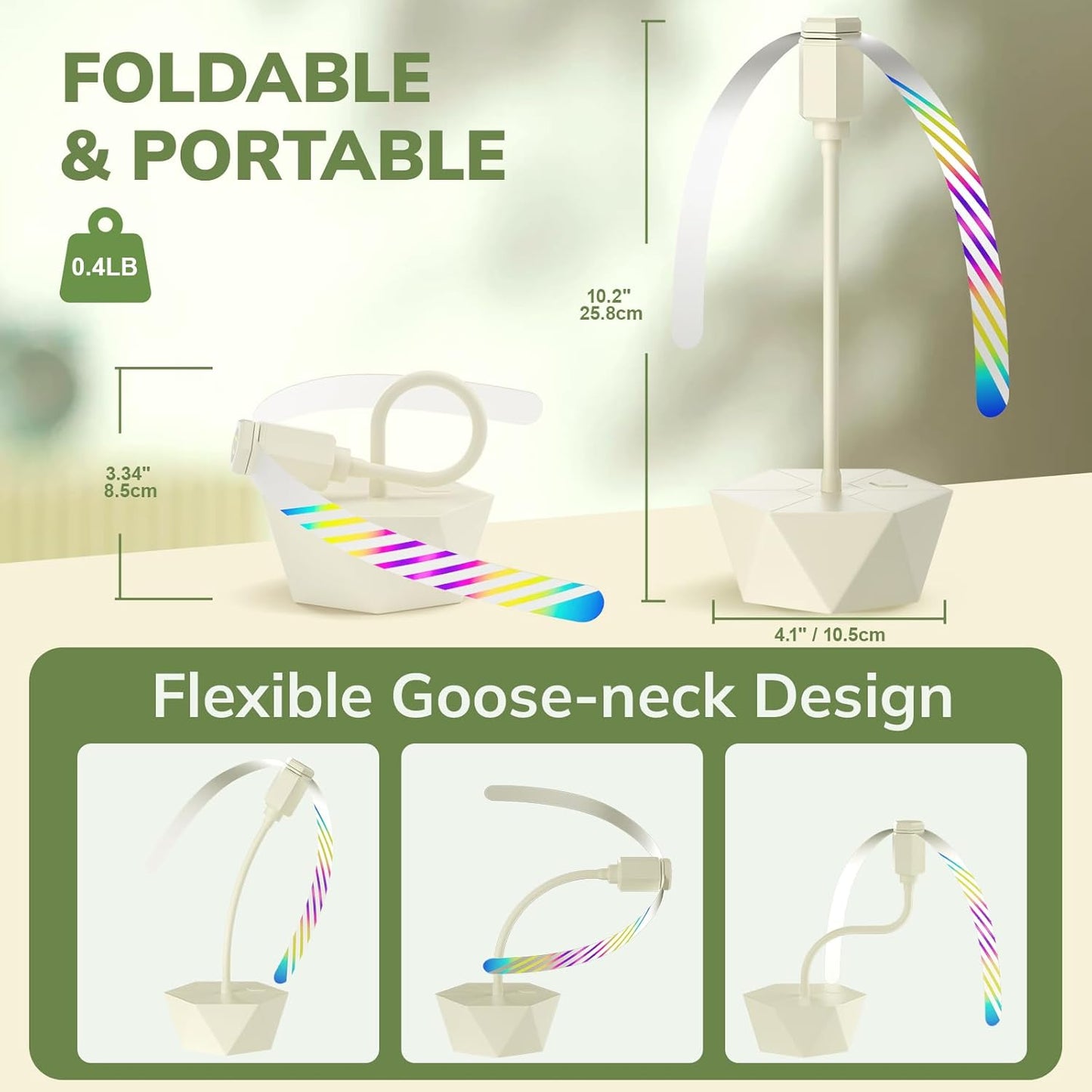 Grete Gotye Portable Battery Powered Fly Fans for Tables Up to 15 Hours Working Time, 4-Pack Indoor Outdoor Food Fan with Flexible Goose-Neck Blades for Home Restaurant Party Picnic Patio BBQ, Beige