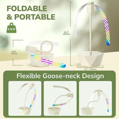 Grete Gotye Portable Battery Powered Fly Fans for Tables Up to 15 Hours Working Time, 4-Pack Indoor Outdoor Food Fan with Flexible Goose-Neck Blades for Home Restaurant Party Picnic Patio BBQ, Beige