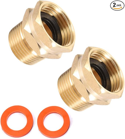 Brass Garden Hose Adapter, 3/4” GHT Female x 3/4” NPT Male Connector,GHT to NPT Adapter Brass Fitting,Brass Garden Hose to Pipe Fittings Connect 2pcs (3/4” Female x 3/4” NPT Male)
