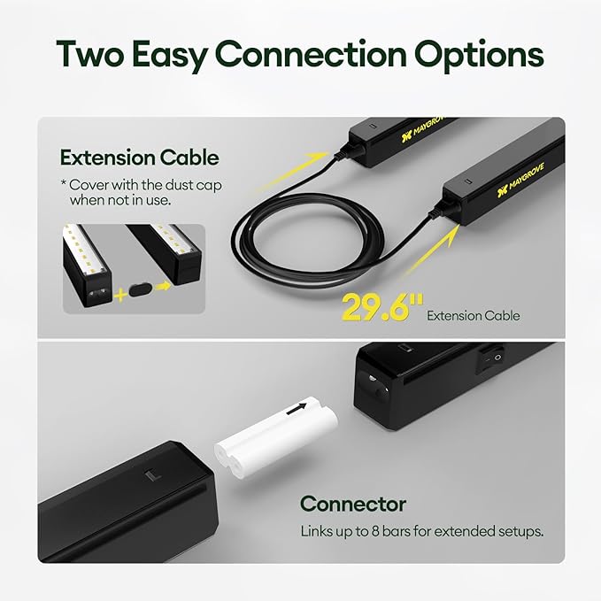 Plant Grow Lights 1FT, Red-Enhanced Full Spectrum 5000K, 28W(4 x 7W), T5 LED Grow Light Strips for Leafy Greens and Vegetables, High PPFD, Linkable, Black, 4-Pack