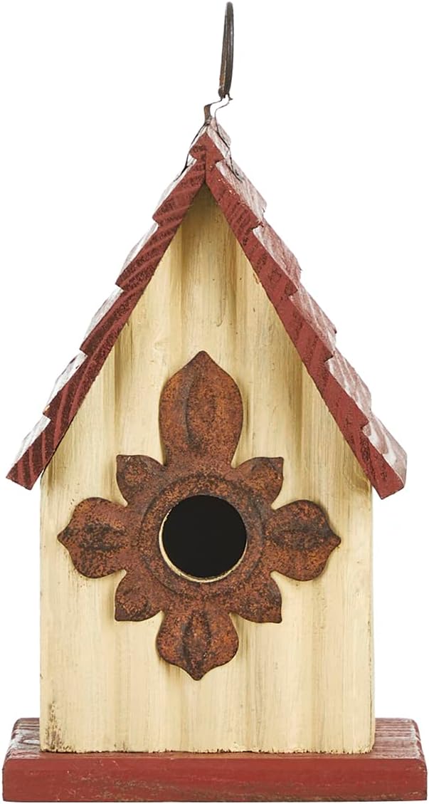Glitzhome 9" H Wooden Bird House Hanging Garden Birdhouse for Outside