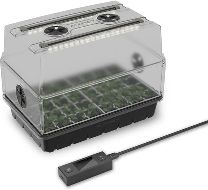 AC Infinity Heavy-Duty Humidity Dome with Full Spectrum LED Grow Light Bars, Samsung LM301H EVO Diodes, 3mm Thickest Dome and 5x8 Trays, Vent Extension Panels, for Seed Starting and Propagation