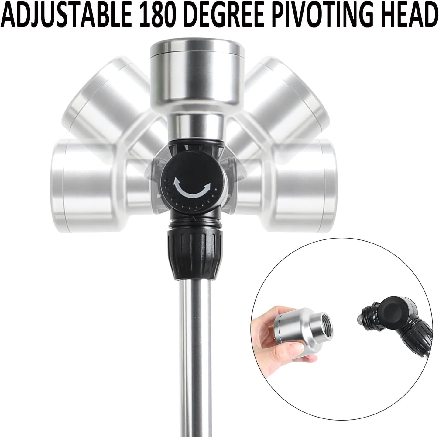 STYDDI Soft Rain Watering Wand with Pivoting Head and Thumb Control, 18" Gentle Classic Rain Wand with 1008Holes Stainless Head, Perfect for Hanging Baskets, Planters, Greenhouses and Seedbed