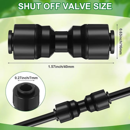 30 Pcs 1/4" Drip Irrigation Tee Connectors for Tube Quick Connect Parts Fittings for 1/4 Inch(6.35mm) Irrigation Tubing or Sprinkler(Black,Two Way Connector)