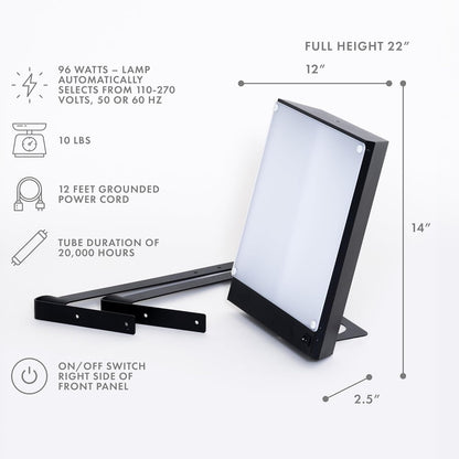 Northern Light Technologies LiteUp - 10000 Lux Light Therapy Lamp - Full Spectrum Lightbox Therapy Light for Natural Mood and Energy Enhancement, Wall Mountable Sunlight lamp, Black