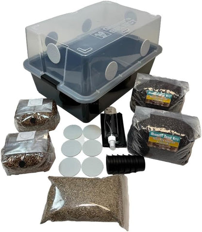Mushroom Monotub Large 66Q Grow Kit | Complete Mushroom Grow Kit | for Dung-Loving Mushrooms | Includes 2 sterilized Grain Spawn Bags, Bulk Substrate, Vermiculite, Filters & More! Just add Spores