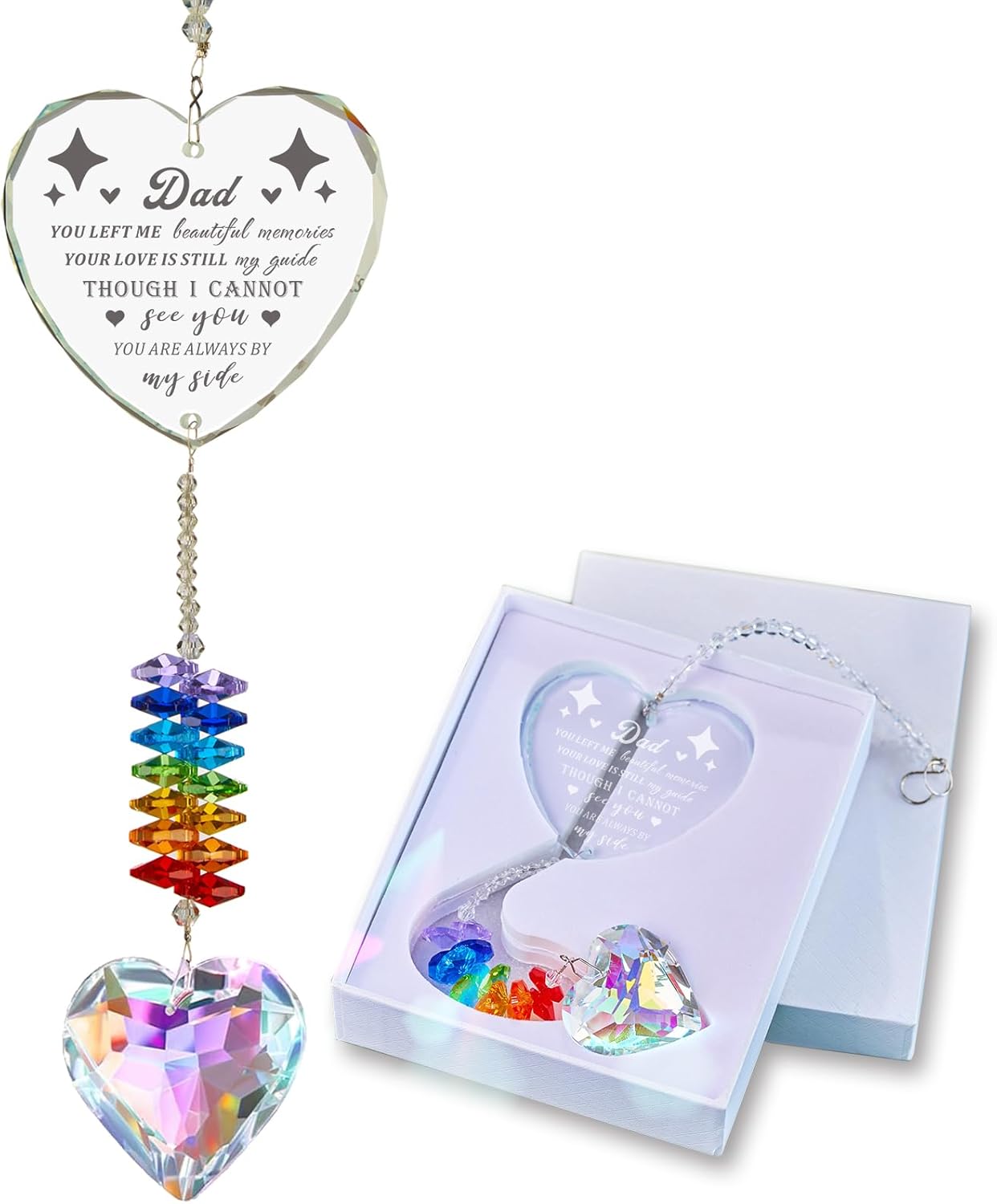 sympath Gifts for Loss of dad Crystal suncatcher Memorial Gift for Loss of Fother Condolence Bereavement Remembrance Gifts in Memory Sympathy for Loss of Loved one (Dad Memorial)