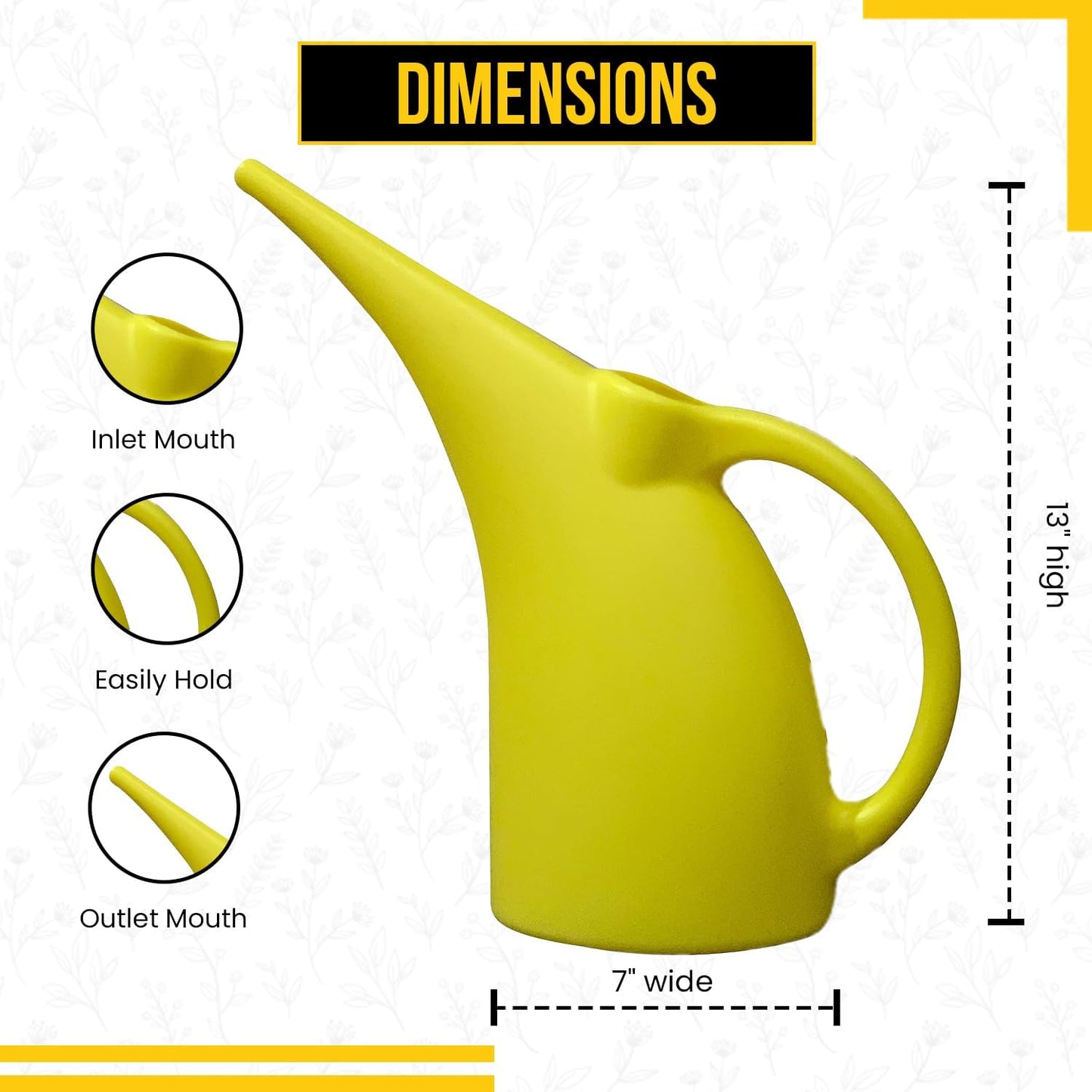 KP KOOL PRODUCTS Small Watering Can 1/2 Gallon for Indoor Plants - Outdoor Watering Can for Garden - Yellow Plant Waterer - 1 Pack