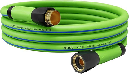 YOTOO Heavy Duty Hybrid Short Water Hose 5/8"x 6',150 PSI Garden Hose, Kink Resistant, Flexible with Swivel Grip Handle 3/4" GHT Solid Brass Fitting for Watering Plants, Backyard, Reel, Green+Blue