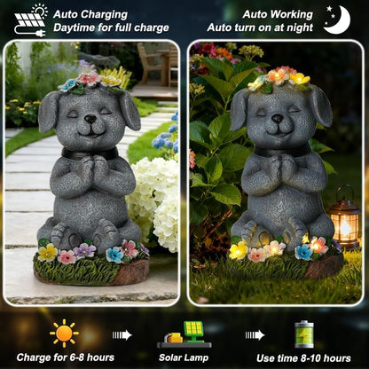 Solar Dog Figurines Garden Decor