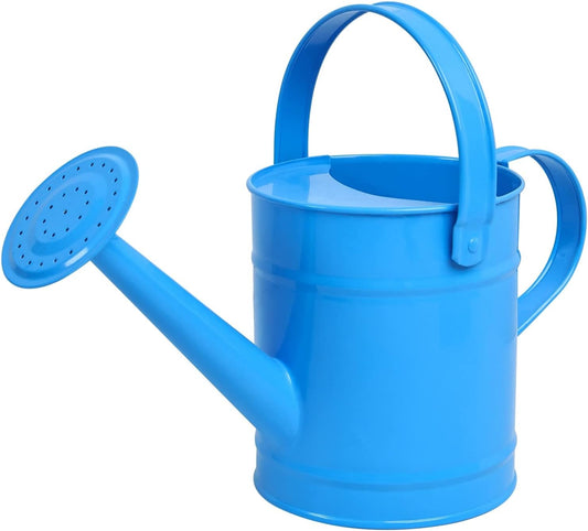 Finderomend Metal Watering Can 1.5L/51oz, Iron Art for Kids, Outdoor Plants Home Office Small Portable Indoor Watering Equipment (Blue)