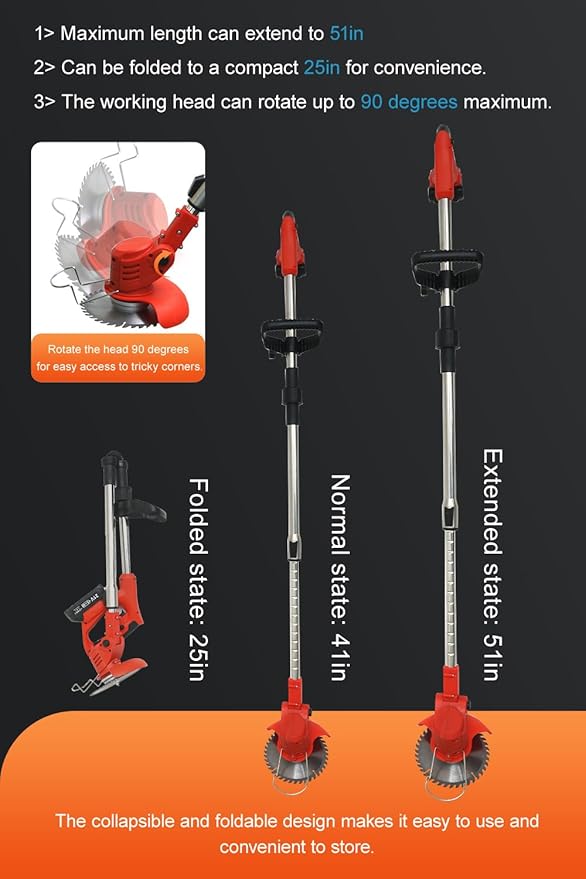 Cordless Weed Wacker,Electric Weed Eater,2 Batteries,Grass Trimmer Cordless,Weed Erimmer Red