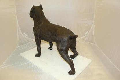 Pit Bull Dog Bronze Statue, Heston Metal Garden Sculpture - Perfect for Dog Lovers, Elegant Outdoor Decor for Home & Garden, Stunning Artwork, 33" L x 11" W x 26" H