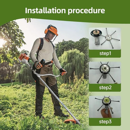 6 Inch Steel Wire Weed Brush Cutter Trimmer Head, New Universal Steel Wire Grass Trimmer Head, Used for Electric Cordless String Trimmer, Weed Wrecker (6 Blade)