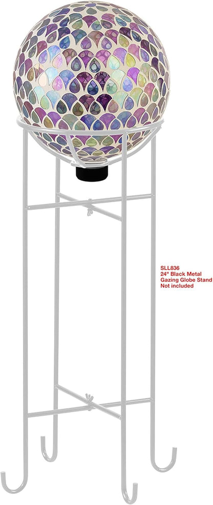 Alpine Corporation HGY438 Outdoor Mosaic Glass Gazing Globe with Colorful Teardrop Design, 10" Diameter, Multicolor