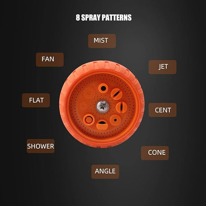 SPTA Hose Nozzle Heavy Duty, Metal Water Hose Sprayer for Garden, 8 Spray Patterns, High Pressure, Thumb Flow Control, On/Off Valve, Ideal for Outdoor Lawn & Plant Watering, Car & Pet Washing