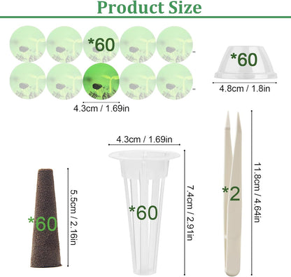 242 PCS Hydroponic Pods Kit, Seed Pods Kit for Aerogarden, Grow Anything Kit, Coolrunner Hydroponics Garden Accessories with 60 Baskets, 60 Stickers, 60 Sponges, 2 Tweezers, 60 Planting Cove (242)