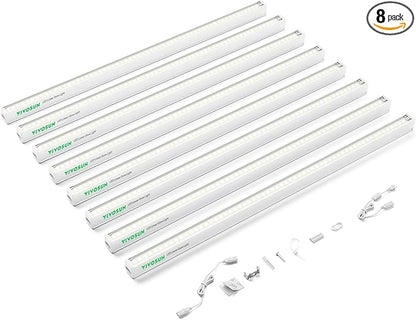 VIVOSUN 2ft Grow Lights for Indoor Plants Full Spectrum, LED Plant Lights 120W(8 X 15W), T5 Grow Light Strip for Seed Starting, Greenhouse, Hydroponics, SGS Compatible, Linkable, 5000K, 8-Pack