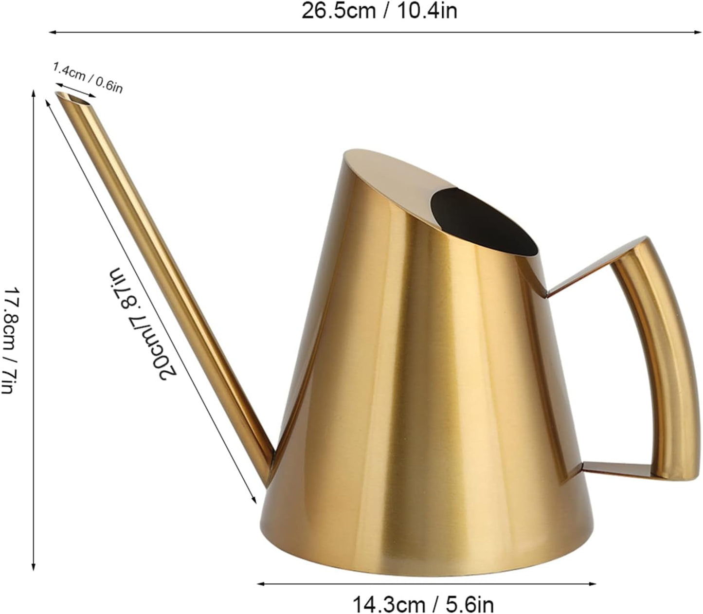 Watering Can, 1500ml Stainless Steel Long Spout Watering Cans, Gold Water Can Suitable for Potted Plants, Hanging Plants, and Outdoor Gardens