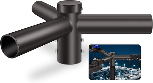 Triple Mounting Bracket Tenon Adapter, 2-3/8" with 120 Degree 3 Spoke Arm for Round Pole Top Mounting for Parking Light Street Area Lights Slip Fitter Shoebox Lighting Durable Steel