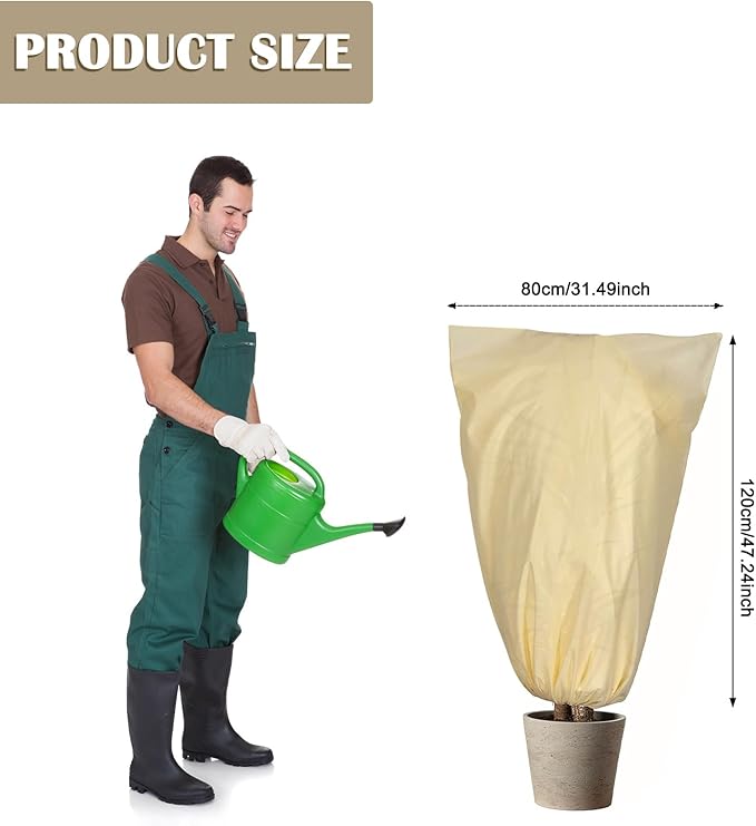 LangRay Plant Covers Freeze Protection, Winter Frost Cloths 2.8oz/yd² with Zipper and Drawstring, Garden Cover Protective Blankets for Outdoor Plants Fruit Palm Olive Trees (31in*47in 2pcs)