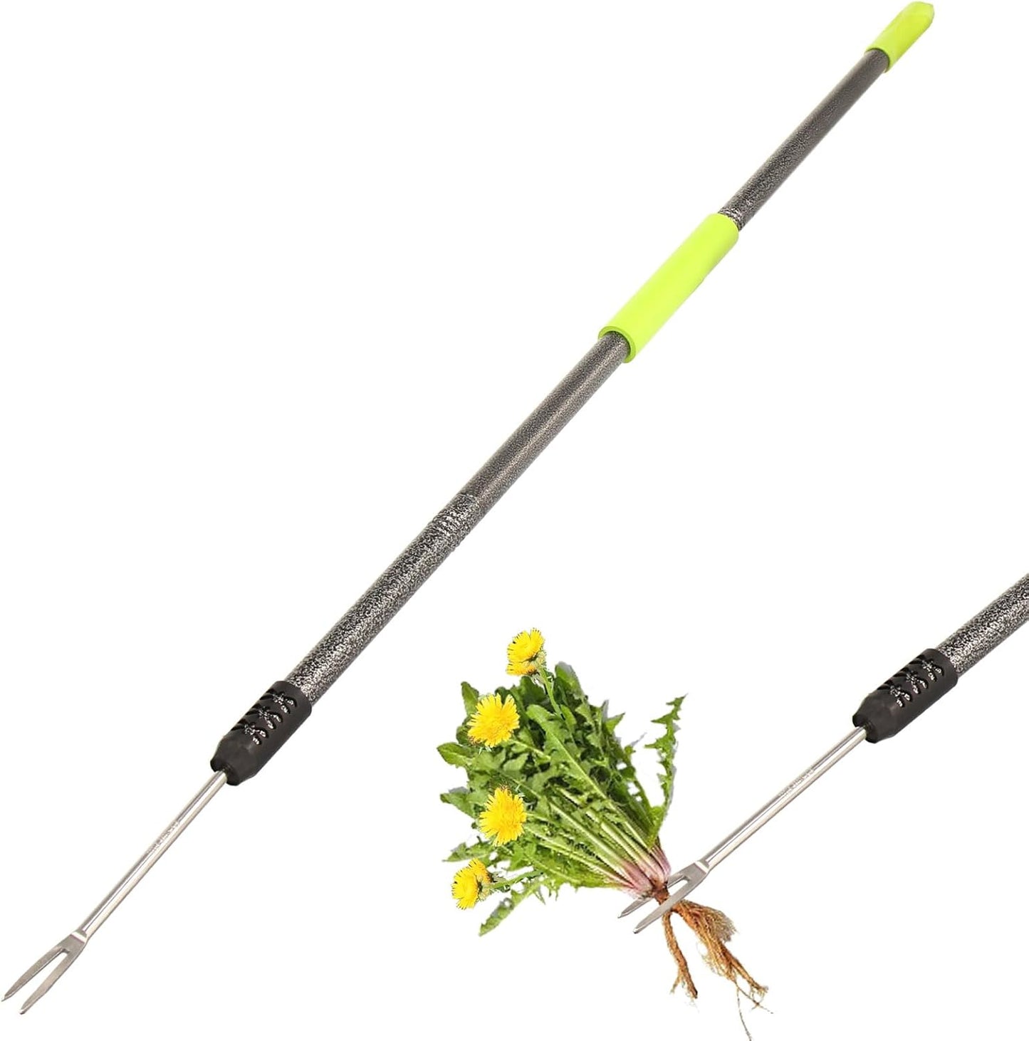 Weed Puller Tool, 48" Long Handle Weeder Puller Tool with Soft Foam Grip, Upgrade V-Shaped Forks Weed Remover Tool for Easy Weed Removal & Deeper Root Digging Gardening Hand Tools