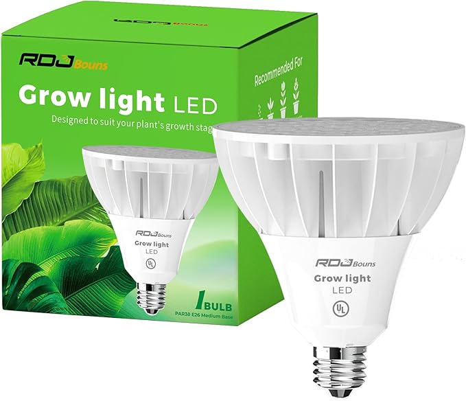 RDJ Bouns 26W Grow Light Bulb for Indoor Plants, E26 Base, 3422LM 300W Equivalent, High PPFD with Optical Lens, CRI95, Seeds and Greens,LED Plant Light Bulb for Growing, Gifts for Gardening Lovers