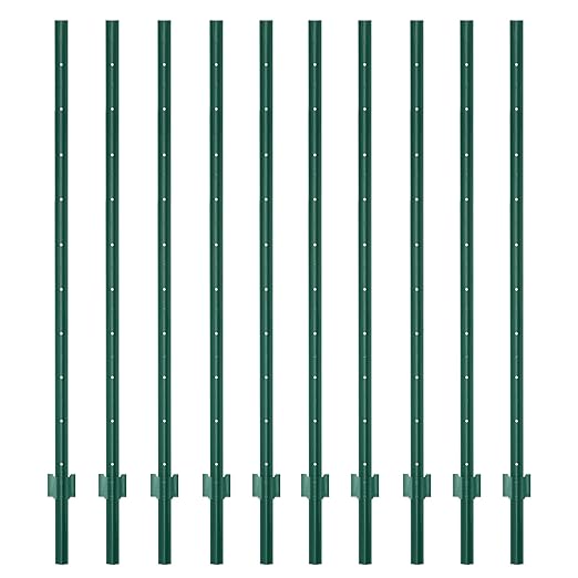 XYADA Fence Posts Sturdy Duty Metal Fence Post,U Post for Fencing in Garden Yard and Outdoor Wire-Pack of 10 (6 Feet)