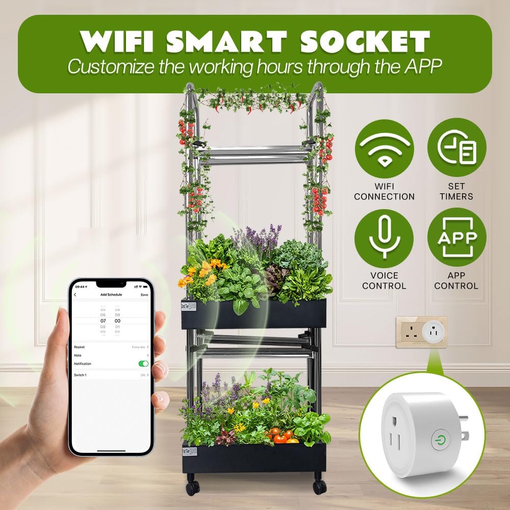 Upgraded Hydroponics Growing System, 2-Tier Indoor Hydroponic Garden with 32 Pods, Auto Water Circulation,Adjustable LED Grow Light, Smart Indoor Garden for Herbs, Vegetables, Climbing Plants