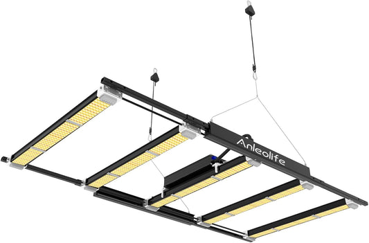 A ANLEOLIFE Stretchable LED Grow Lights with Samsung LM301H EVO Diodes 300W Full Spectrum Dimmable 3x4ft Coverage Bar Style Growing Lamp for Indoor/Tent Plants