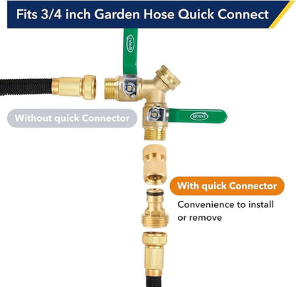 Garden Hose Quick Connector, 3/4 Inch GHT Thread Quick Connect Kit, Solid Brass Water Hose Fittings with Female Adapter and Male Adapter（4pcs）