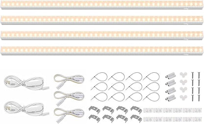 Barrina Grow Lights for Indoor Plants Full Spectrum, 2ft 40W (4 x 10W), T5 Plant Lights for Indoor Plants, Greenhouse, Plug and Play, Yellow, 4-Pack