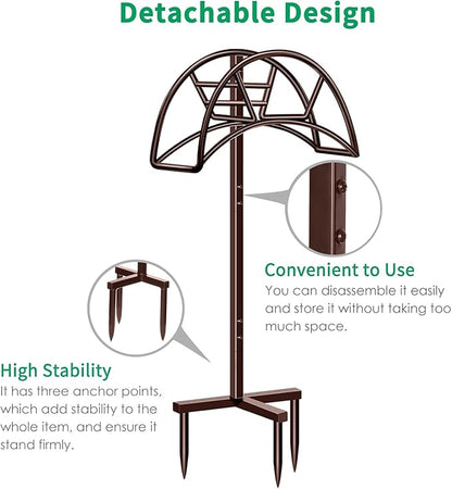 TomCare Garden Hose Holder Detachable Metal Water Hose Holder Hose Hanger Heavy Duty Free Standing Hose Storage Stand for Outside, Bronze