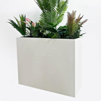 38" L x 13" W x 30" H Metal Tall Rectangular Planter - Large Planter Box for Outdoor Patio/Porch Modern Design for Plants, Flowers, Garden,Spliced Flower Pot (White)