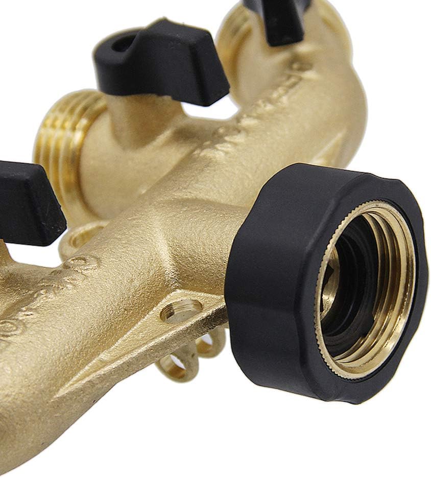 Twinkle Star 4 Way Heavy Duty Brass Garden Hose Splitter, Hose Connector 3/4", Hose Spigot Adapter with 4 Valves