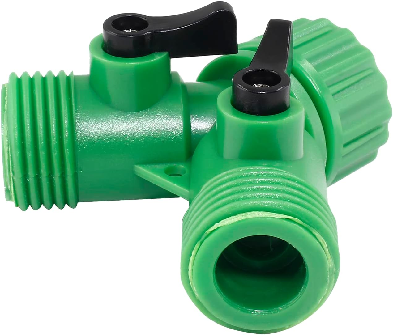 6 Pcs 2 Way Hose Adapter Y Valve Garden Hose Connector Non Rust Spigot Faucet Adapter, 3/4 Garden Hose Y Connectors Plastic Hose Splitter with Faucet Watering Shut Off Valves (Pale Green)