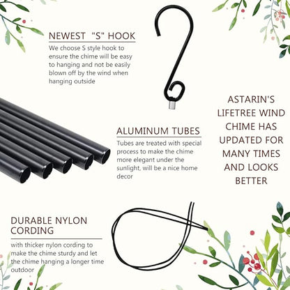 Wind Chimes for Outside,Outdoor Wind Chimes for Mother & Grandma - Large Garden Hanging Decor with Tree of Life Engraving, Perfect for Yard, Home, Christmas, Birthdays