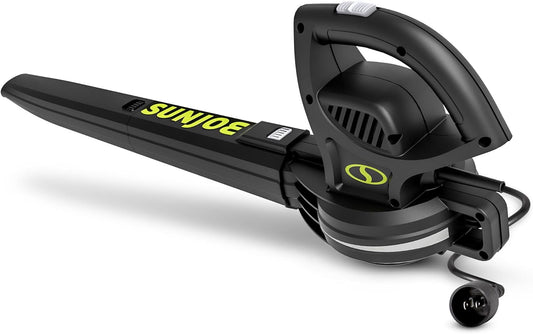 Sun Joe Corded Electric Leaf Blower Machine, 155 MPH, 260 CFM, 6-Amp Motor, Black - Portable and Lightweight Gardening Equipment for Yard Care and Lawn Maintenance, SBJ597E