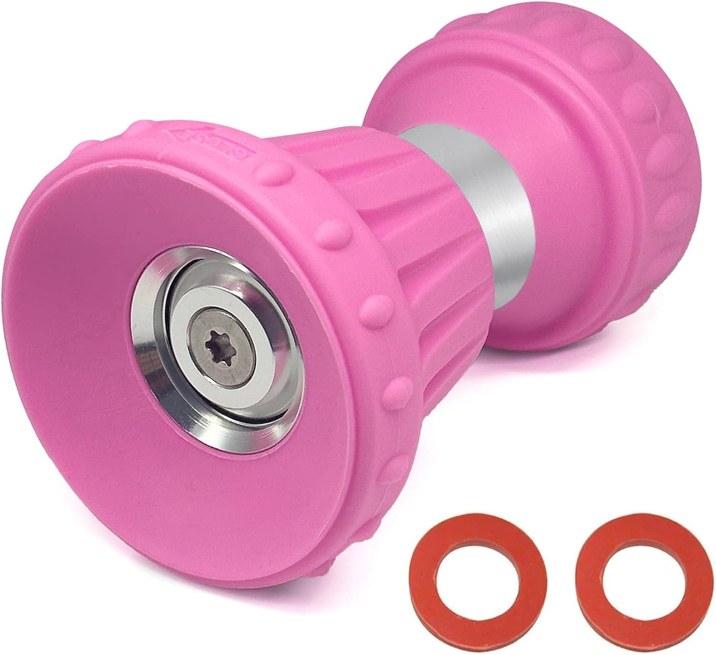 Cyprium Water Hose Nozzle Spray Water Nozzles For Garden Fireman Style Hose Nozzle Outdoor Hose Nozzle Sprayer High Pressure Watertight Connections For Reliable Use In Gardening, Cleaning, Pink