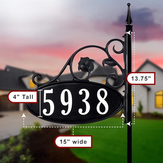 Address America USA Handcrafted Park Place Double-Sided Reflective Customized Address Sign For Yard - Arrives Ready To Install - 30" Pole Included - AS