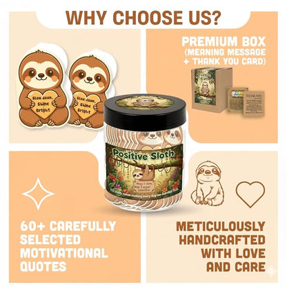 Positive Sloth Jar With 60 Affirmation Cards – Sloth Gifts For Women, Emotional Support Sloth For Stress Relief, Sloth Birthday Decorations, Graduation Sloth Teacher Gifts