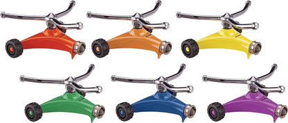 Dramm 15053 ColorStorm Premium 3-Arm Whirling Sprinkler with Heavy-Duty Metal Wheeled Base, Yellow (Pack of 6)